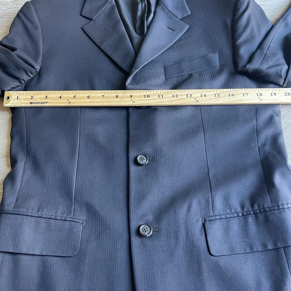 Vintage Prada Men's Black Blazer Size 48 Tonal Stripes 3 Buttons
